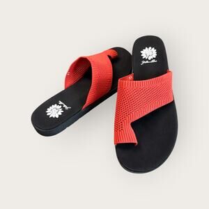 Yellow Box Feeza Stretch Knit Flip Flop Slide Sandal Coral Women Size 8.5 NWOT